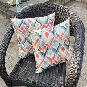 Two outdoor throw pillows